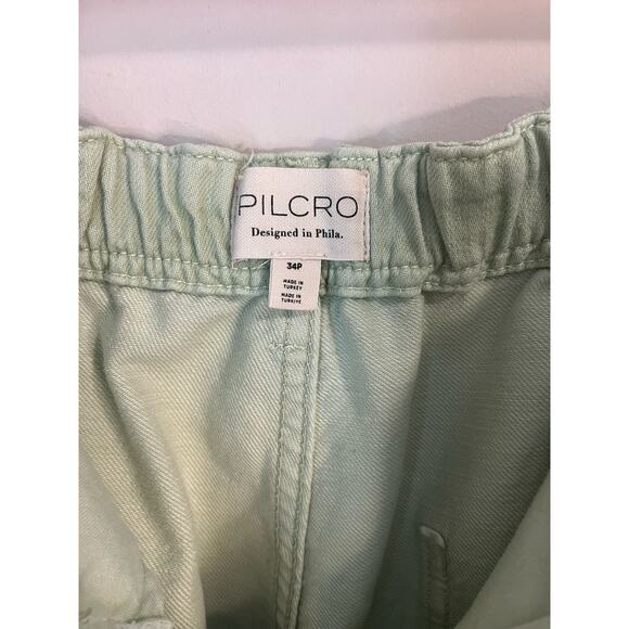Pilcro Anthropologie The Breaker Mid-Rise Barrel Pull-On Jeans in Sage 34P - Picture 8 of 11